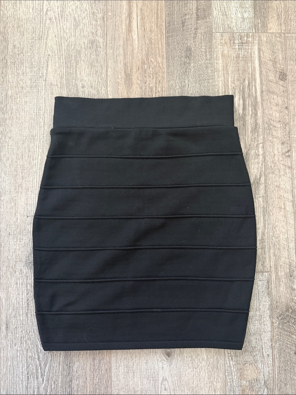 Love Culture Black Ribbed Bandage Mini Skirt
